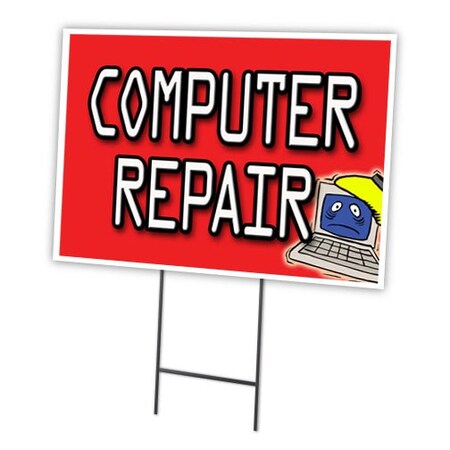 Signmission Computer Repair Yard Sign & Stake outdoor plastic coroplast window, C-1216 Computer Repair C-1216 Computer Repair
